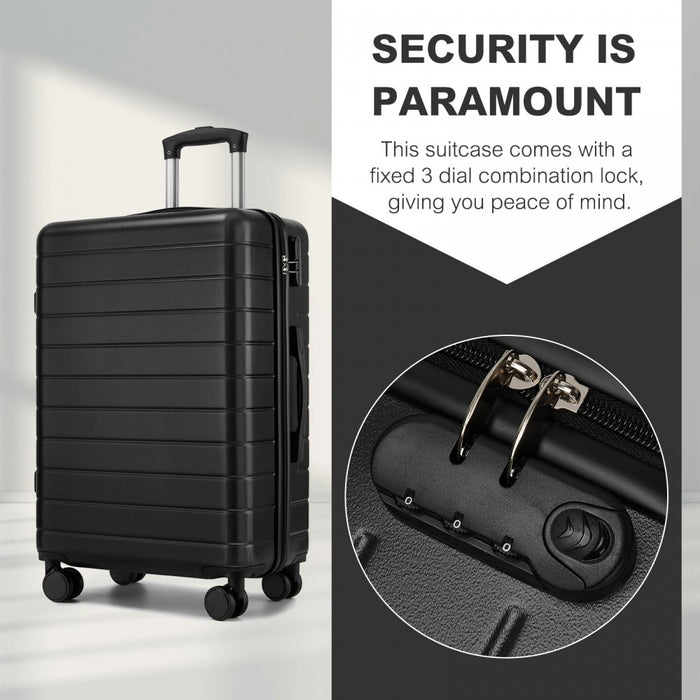 Large ABS Hard Shell Checked Luggage with 360 Silent Wheels – 28-Inch – Black