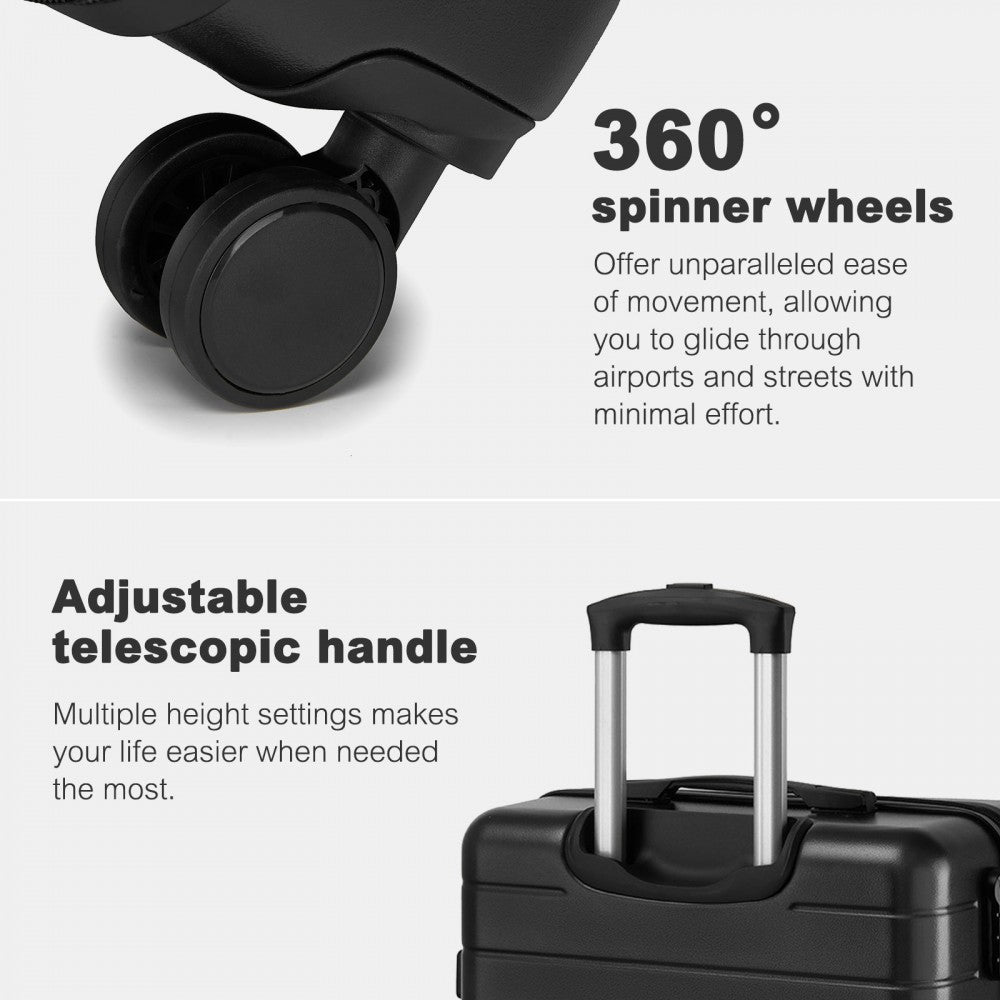 ABS Hard Shell Checked Luggage with 360 Silent Spinner Wheels – 24-Inch – Black