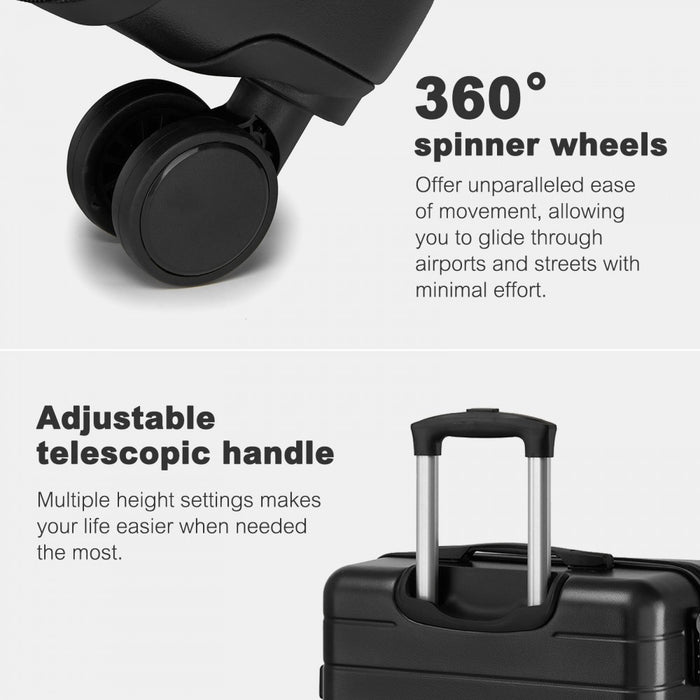 Large ABS Hard Shell Checked Luggage with 360 Silent Wheels – 28-Inch – Black