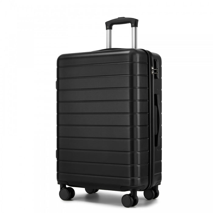 ABS Hard Shell Checked Luggage with 360 Silent Spinner Wheels – 24-Inch – Black
