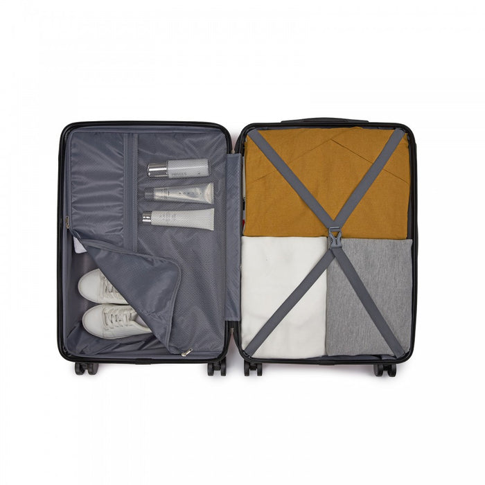 ABS Hard Shell Checked Luggage with 360 Silent Spinner Wheels – 24-Inch – Black