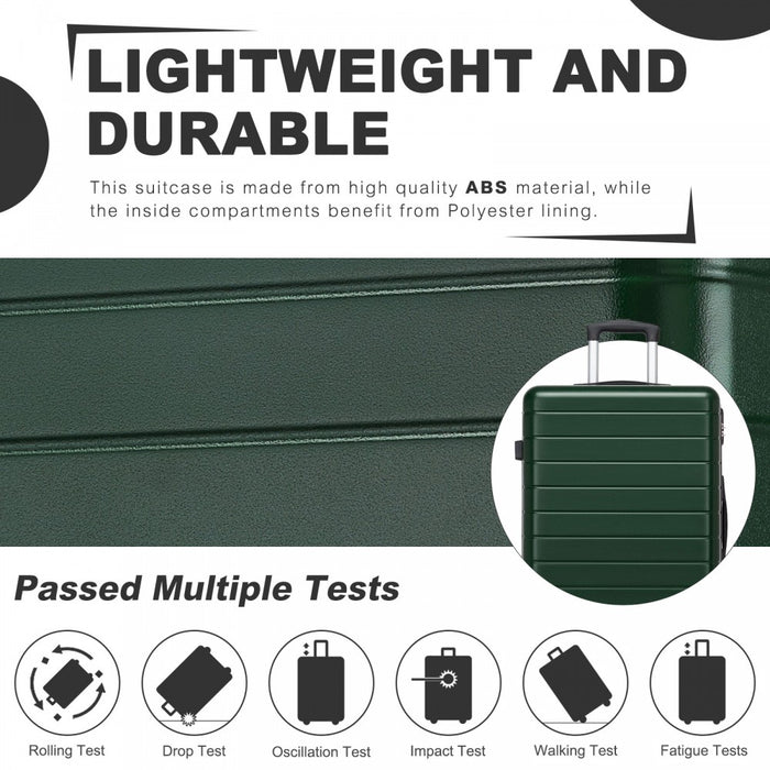 ABS Hard Shell Checked Luggage with 360 Silent Spinner Wheels – 24-Inch – Green