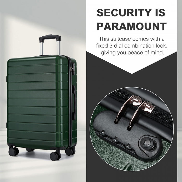 ABS Hard Shell Checked Luggage with 360 Silent Spinner Wheels – 24-Inch – Green