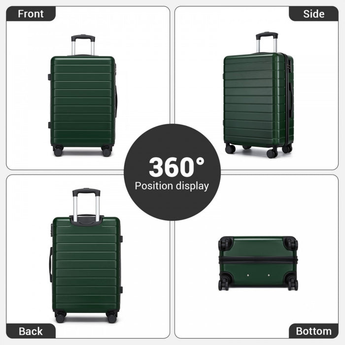 ABS Hard Shell Checked Luggage with 360 Silent Spinner Wheels – 24-Inch – Green