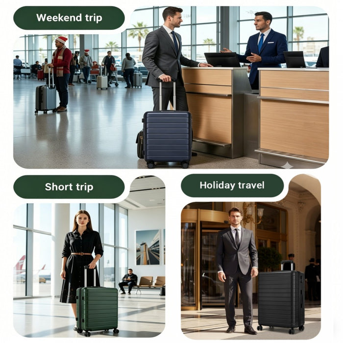 ABS Hard Shell Checked Luggage with 360 Silent Spinner Wheels – 24-Inch – Green
