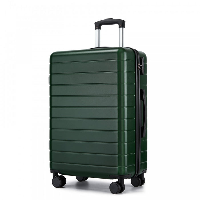 ABS Hard Shell Checked Luggage with 360 Silent Spinner Wheels – 24-Inch – Green