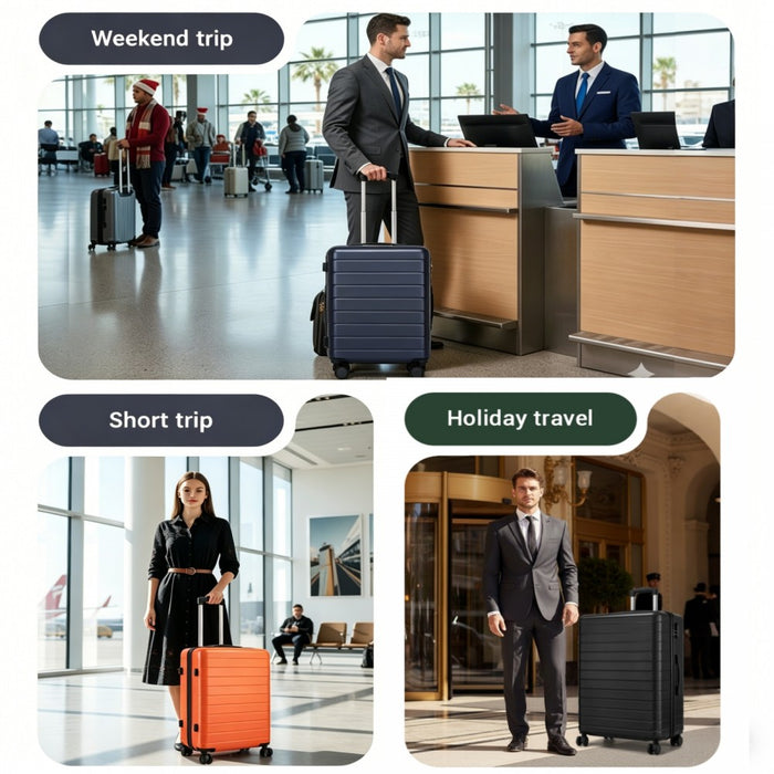 Lightweight ABS Hard Shell Carry-On Luggage with 360 Silent Wheels, Organised Interior – 20-Inch – Navy