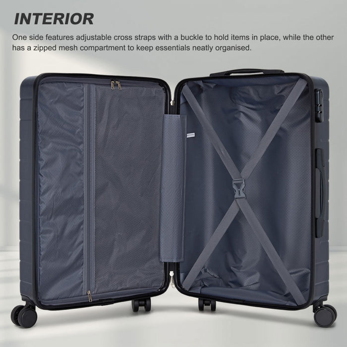 3-Piece Hard Shell Luggage Set, Lightweight ABS Suitcases with Silent Wheels – 20/24/28-Inch – Navy
