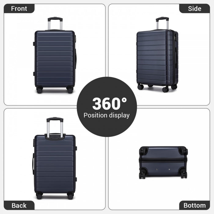 Lightweight ABS Hard Shell Carry-On Luggage with 360 Silent Wheels, Organised Interior – 20-Inch – Navy