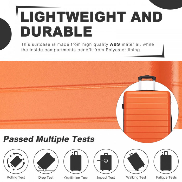 3-Piece Hard Shell Luggage Set, Lightweight ABS Suitcases – 20/24/28-Inch – KSN2691 – Orange