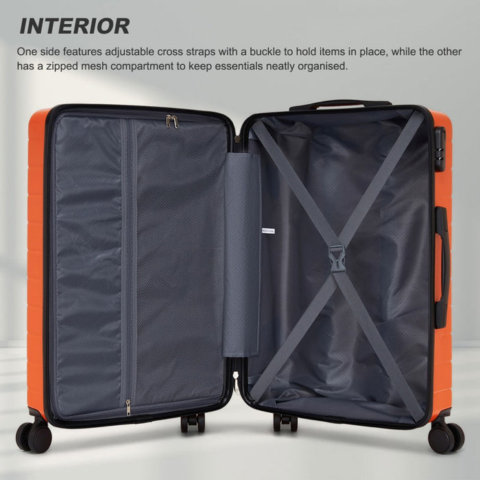 Lightweight ABS Hard Shell Carry-On Luggage with 360 Silent Wheels, Organised Interior – 20-Inch – Orange
