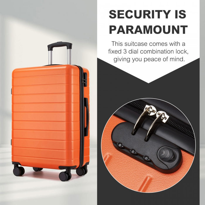 ABS Hard Shell Checked Luggage with 360 Silent Spinner Wheels – 24-Inch – Orange