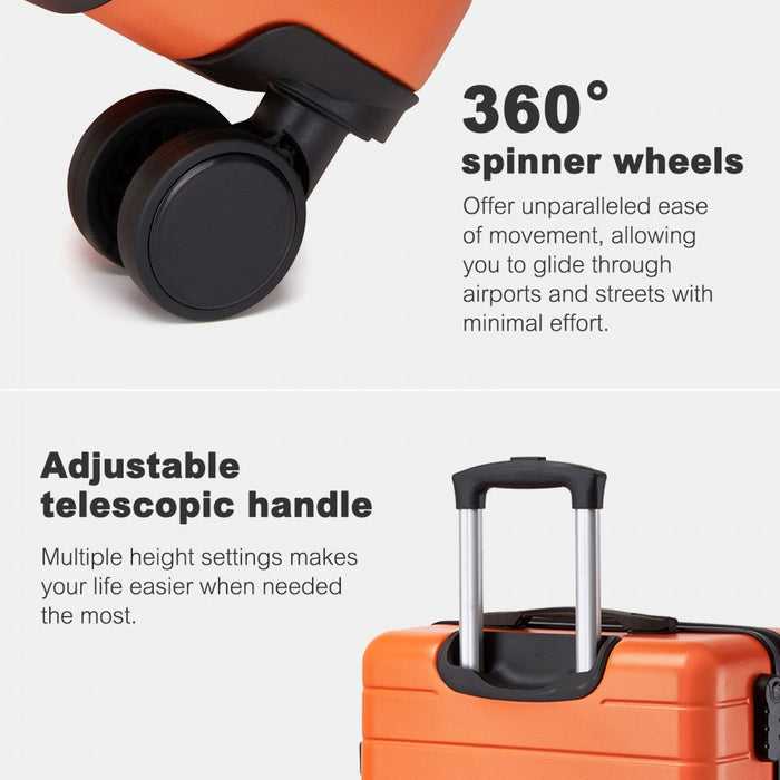 Large ABS Hard Shell Checked Luggage with 360 Silent Wheels – 28-Inch – Orange