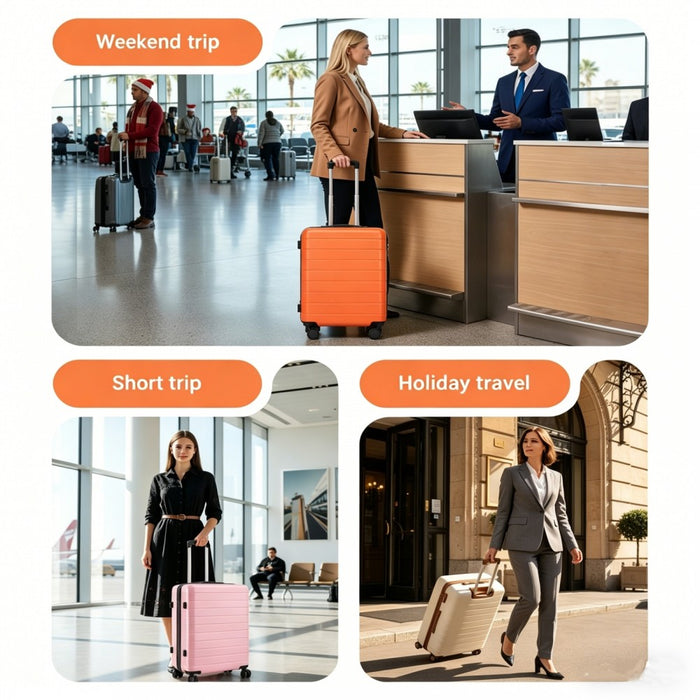 Lightweight ABS Hard Shell Carry-On Luggage with 360 Silent Wheels, Organised Interior – 20-Inch – Orange