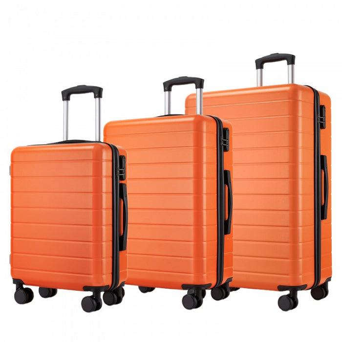 3-Piece Hard Shell Luggage Set, Lightweight ABS Suitcases – 20/24/28-Inch – KSN2691 – Orange