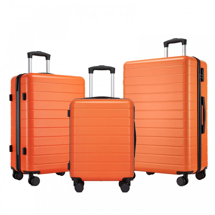 3-Piece Hard Shell Luggage Set, Lightweight ABS Suitcases – 20/24/28-Inch – KSN2691 – Orange