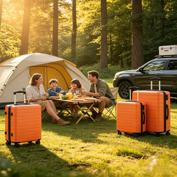 3-Piece Hard Shell Luggage Set, Lightweight ABS Suitcases – 20/24/28-Inch – KSN2691 – Orange