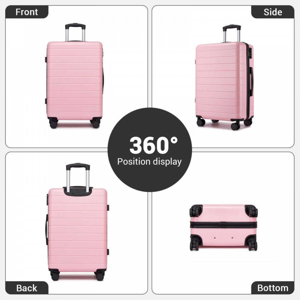 ABS Hard Shell Checked Luggage with 360 Silent Spinner Wheels – 24-Inch – Pink