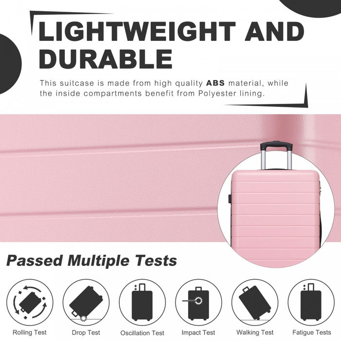 ABS Hard Shell Checked Luggage with 360 Silent Spinner Wheels – 24-Inch – Pink