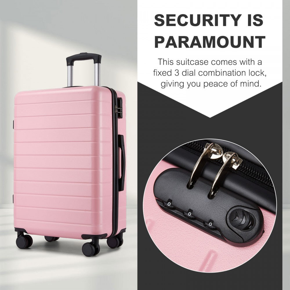 ABS Hard Shell Checked Luggage with 360 Silent Spinner Wheels – 24-Inch – Pink