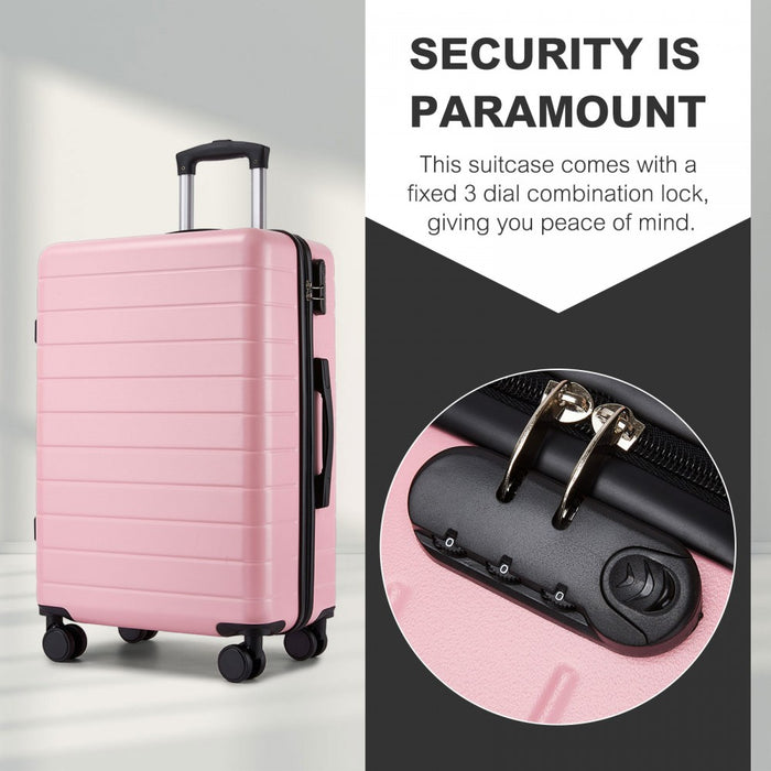ABS Hard Shell Checked Luggage with 360 Silent Spinner Wheels – 24-Inch – Pink