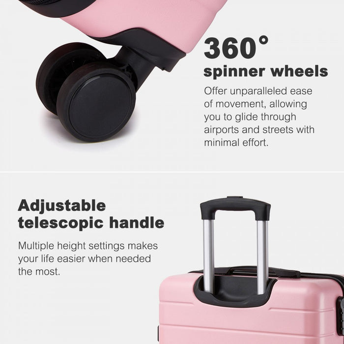 ABS Hard Shell Checked Luggage with 360 Silent Spinner Wheels – 24-Inch – Pink