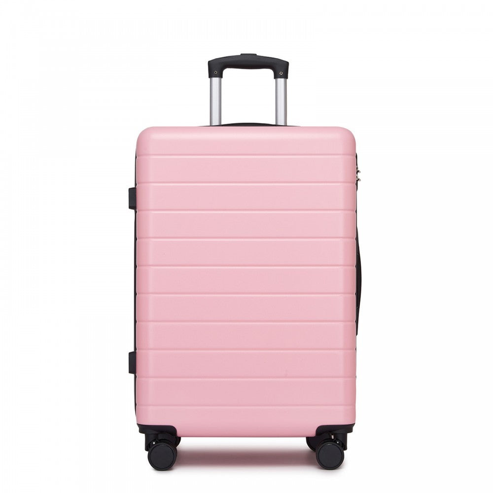 ABS Hard Shell Checked Luggage with 360 Silent Spinner Wheels – 24-Inch – Pink