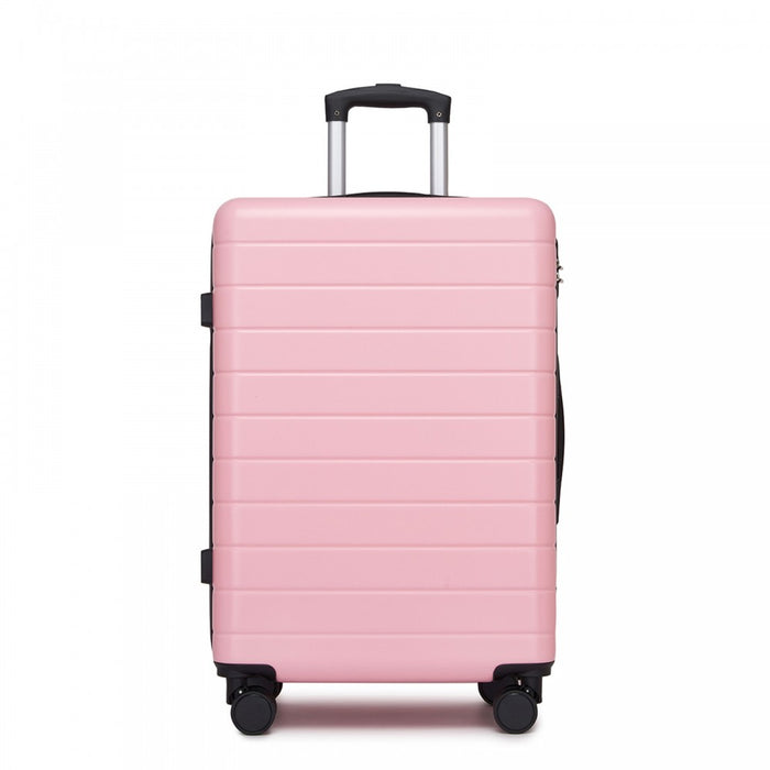 ABS Hard Shell Checked Luggage with 360 Silent Spinner Wheels – 24-Inch – Pink