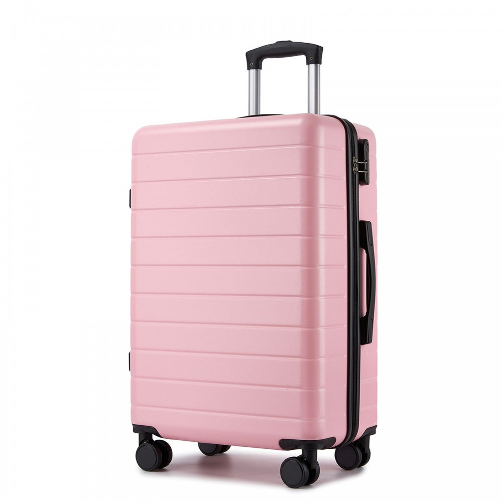 ABS Hard Shell Checked Luggage with 360 Silent Spinner Wheels – 24-Inch – Pink