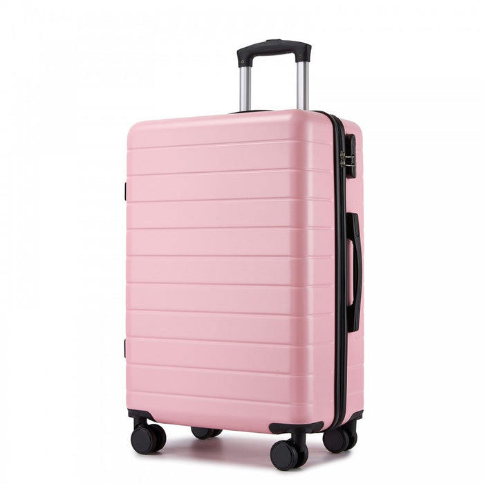 ABS Hard Shell Checked Luggage with 360 Silent Spinner Wheels – 24-Inch – Pink