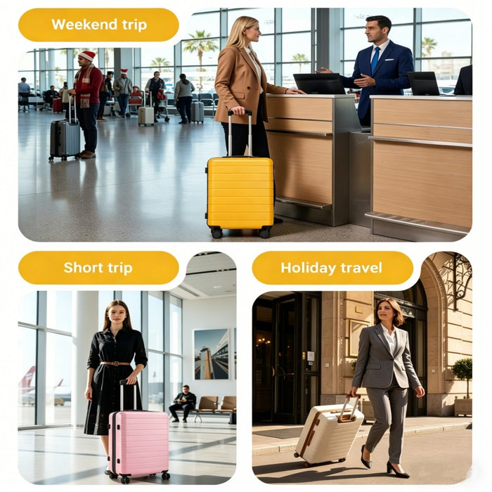 KSN2691 - 28 Inch Large Checked Luggage, Premium ABS Hard Shell Suitcase with 360 Silent Wheels & Secure Combination Lock - Yellow