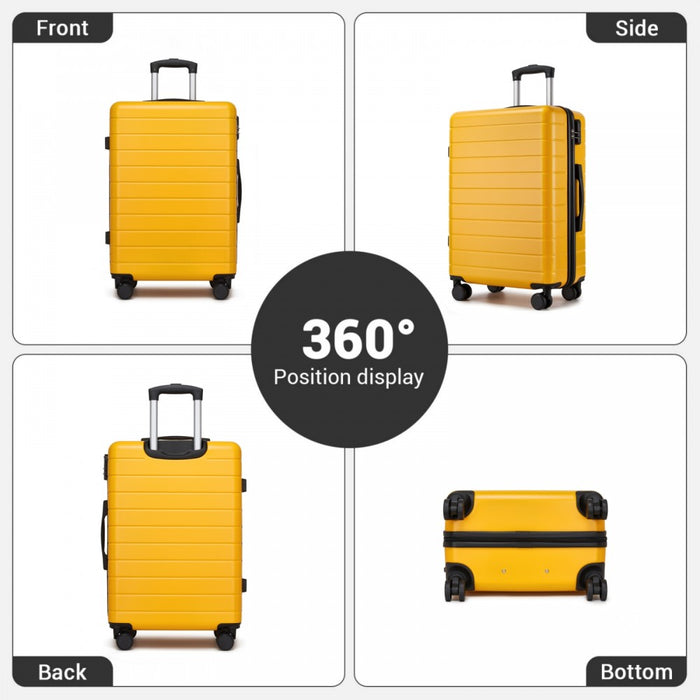 KSN2691 - 28 Inch Large Checked Luggage, Premium ABS Hard Shell Suitcase with 360 Silent Wheels & Secure Combination Lock - Yellow