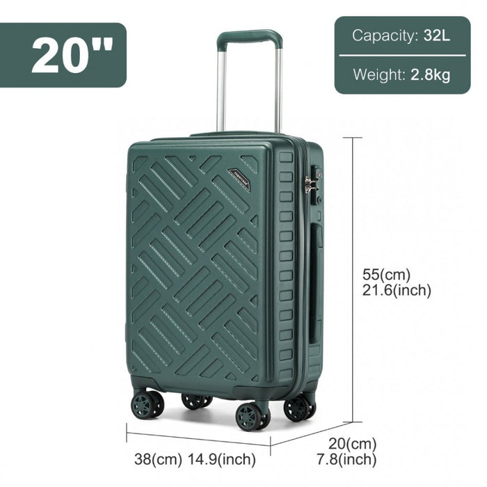 Geometric Pattern ABS+PC Hard Shell Cabin Carry-On Suitcase with TSA Lock – 20-Inch – KSS2495 – Military Green