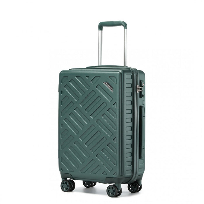Geometric Pattern ABS+PC Hard Shell Cabin Carry-On Suitcase with TSA Lock – 20-Inch – KSS2495 – Military Green
