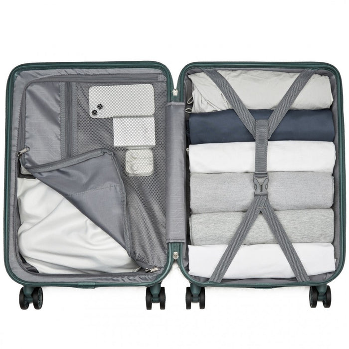 Geometric Pattern ABS+PC Hard Shell Cabin Carry-On Suitcase with TSA Lock – 20-Inch – KSS2495 – Military Green