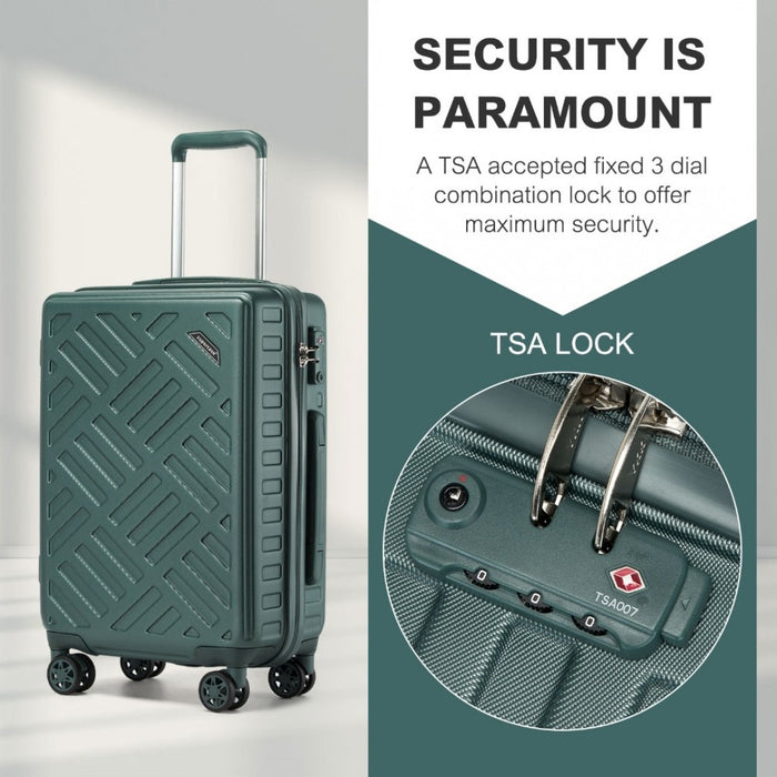 Geometric Pattern ABS+PC Hard Shell Cabin Carry-On Suitcase with TSA Lock – 20-Inch – KSS2495 – Military Green