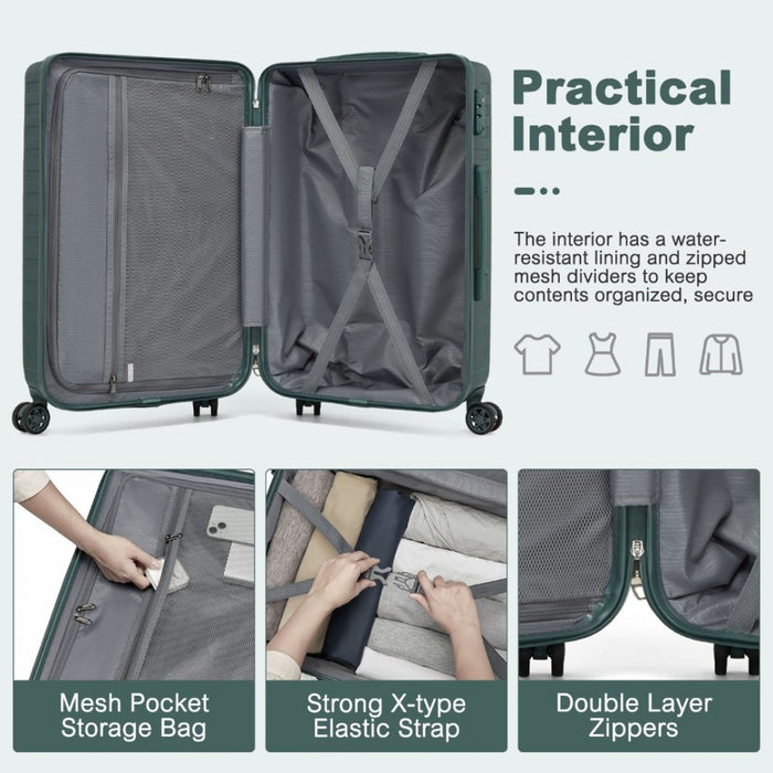 Geometric Pattern ABS+PC Hard Shell Cabin Carry-On Suitcase with TSA Lock – 20-Inch – KSS2495 – Military Green