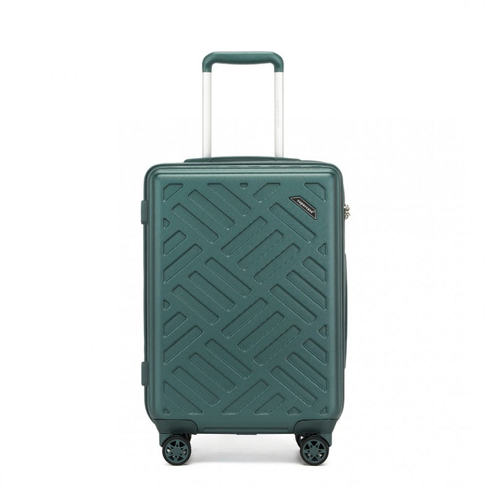 Geometric Pattern ABS+PC Hard Shell Cabin Carry-On Suitcase with TSA Lock – 20-Inch – KSS2495 – Military Green