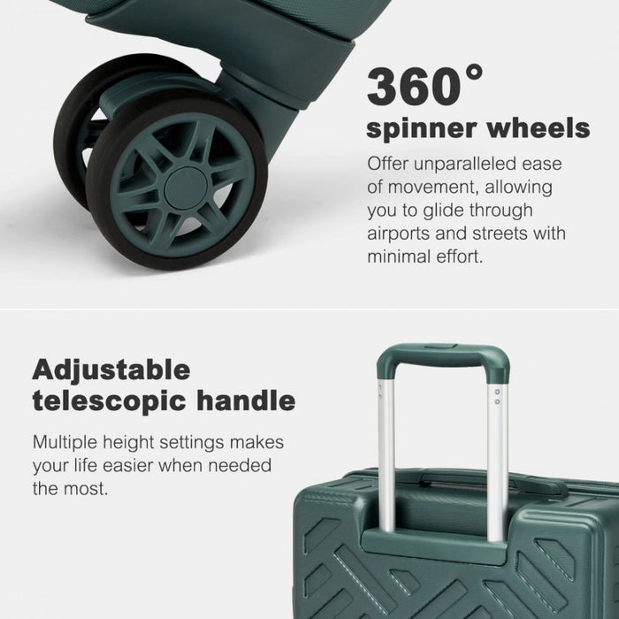 Geometric Pattern ABS+PC Hard Shell Check-In Suitcase with TSA Lock – 28-Inch – Military Green