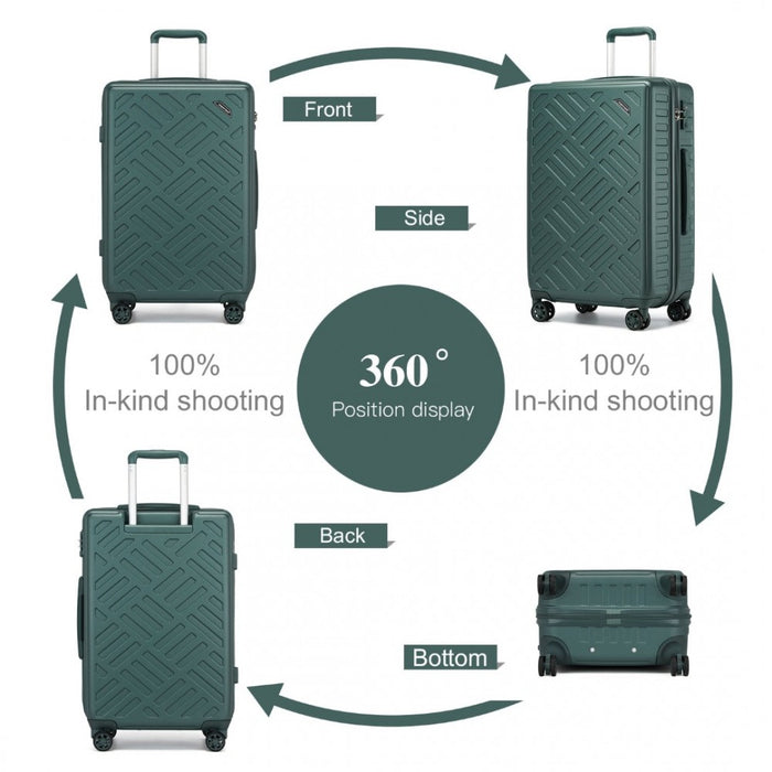 Geometric Pattern ABS+PC Hard Shell Check-In Suitcase with TSA Lock – 28-Inch – Military Green