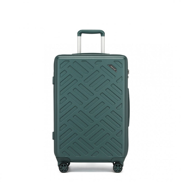 Geometric Pattern ABS+PC Hard Shell Check-In Suitcase with TSA Lock – 24-Inch – Military Green