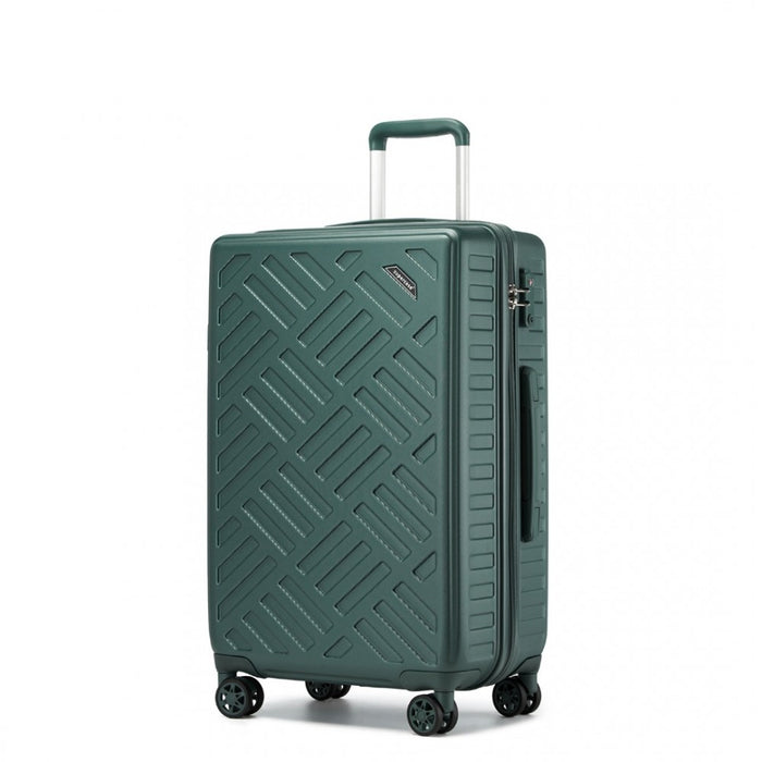 Geometric Pattern ABS+PC Hard Shell Check-In Suitcase with TSA Lock – 24-Inch – Military Green