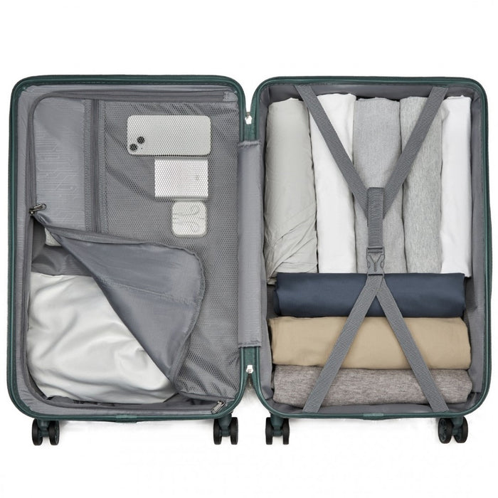 Geometric Pattern ABS+PC Hard Shell Check-In Suitcase with TSA Lock – 24-Inch – Military Green