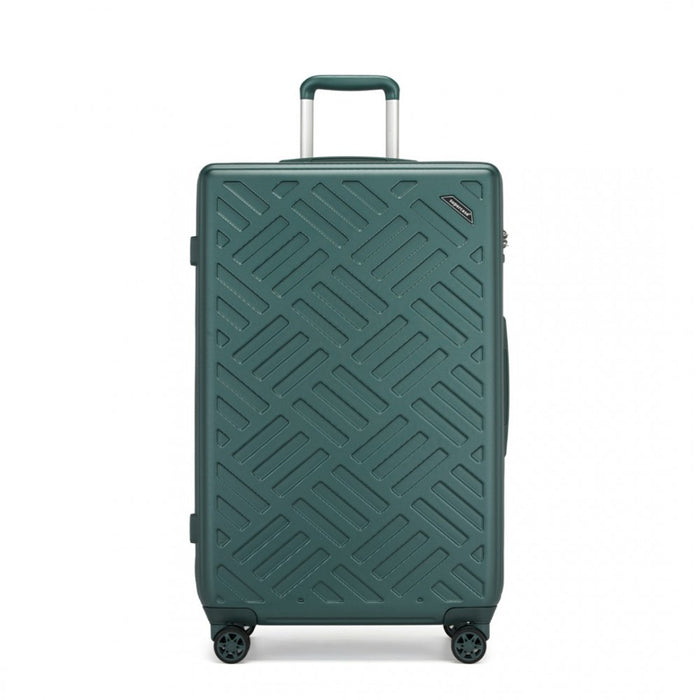 Geometric Pattern ABS+PC Hard Shell Check-In Suitcase with TSA Lock – 28-Inch – Military Green