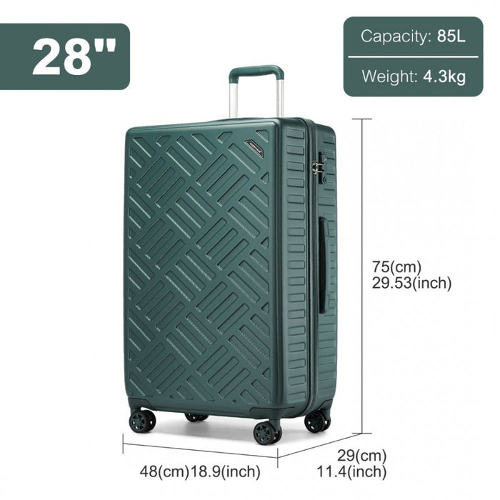 Geometric Pattern ABS+PC Hard Shell Check-In Suitcase with TSA Lock – 28-Inch – Military Green