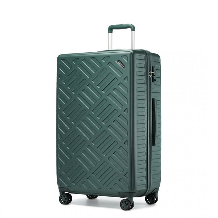 Geometric Pattern ABS+PC Hard Shell Check-In Suitcase with TSA Lock – 28-Inch – Military Green