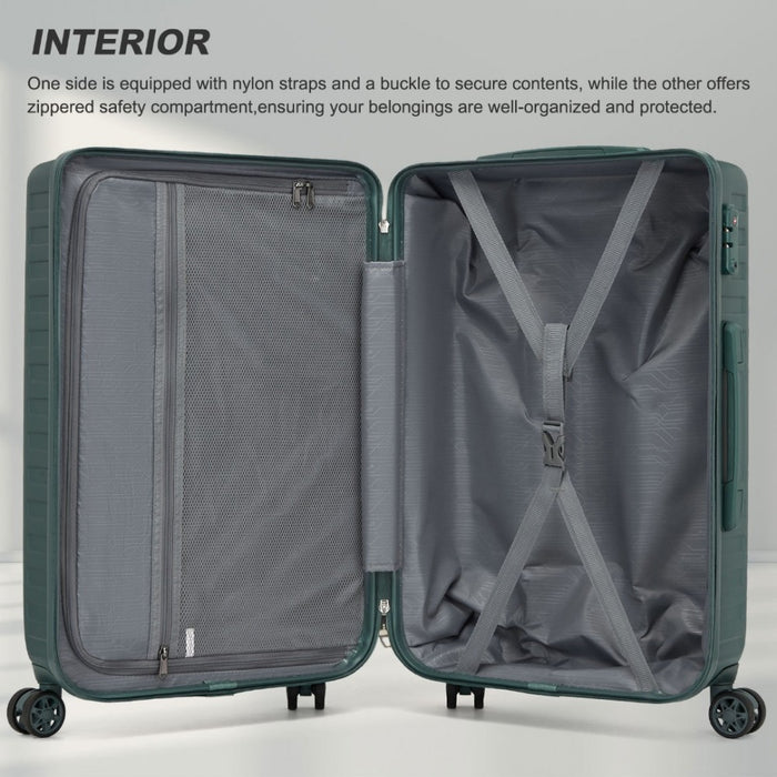 Geometric Pattern ABS+PC Hard Shell Check-In Suitcase with TSA Lock – 28-Inch – Military Green