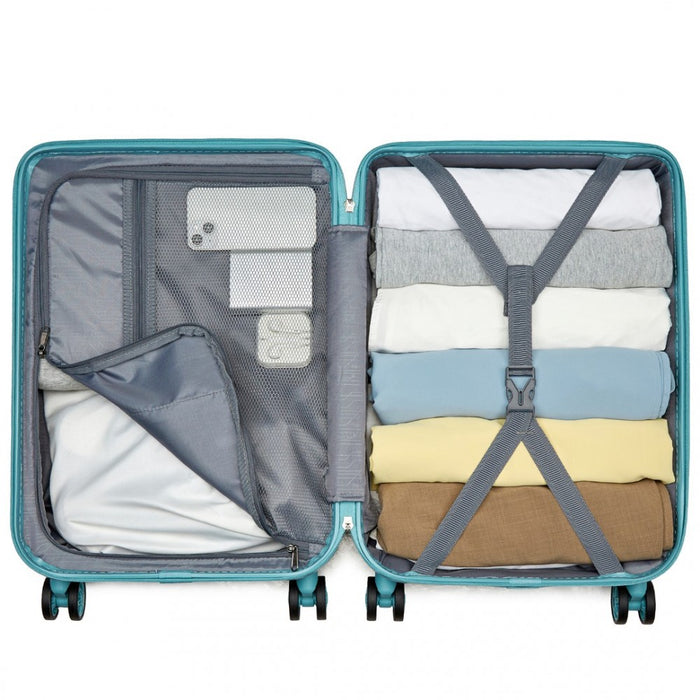 Geometric Pattern ABS+PC Hard Shell Cabin Carry-On Suitcase with TSA Lock – 20-Inch – KSS2495 – Blue