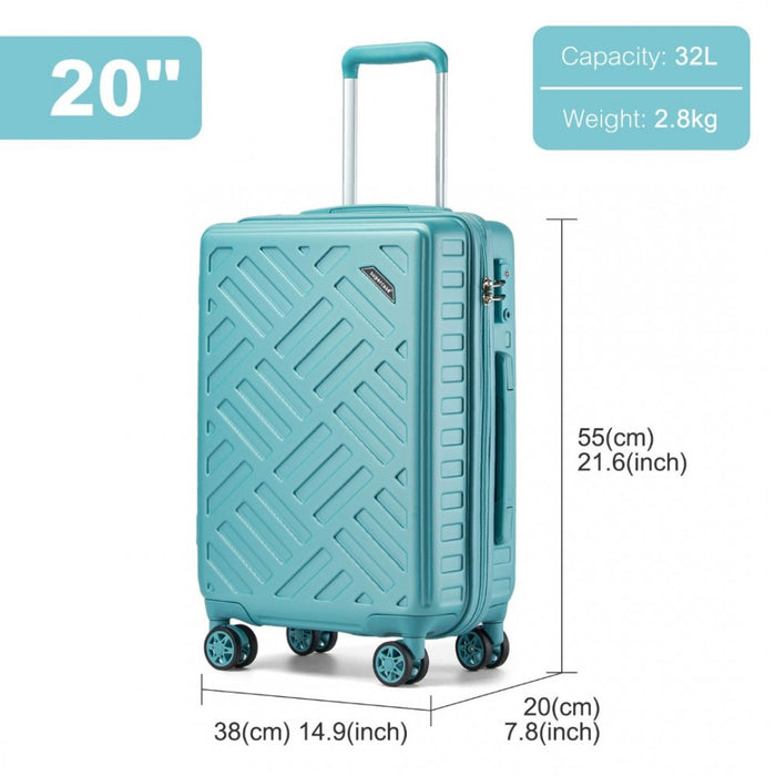Geometric Pattern ABS+PC Hard Shell Cabin Carry-On Suitcase with TSA Lock – 20-Inch – KSS2495 – Blue
