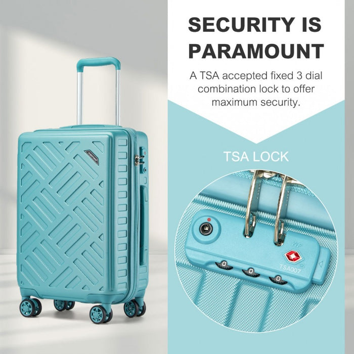 Geometric Pattern ABS+PC Hard Shell Cabin Carry-On Suitcase with TSA Lock – 20-Inch – KSS2495 – Blue